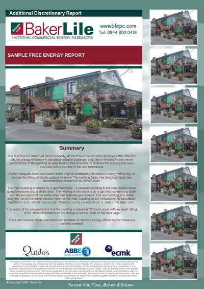 Commercial Energy Performance Certificates Example of BakerLile Energy Free Commercial EPC reccommendations Report
